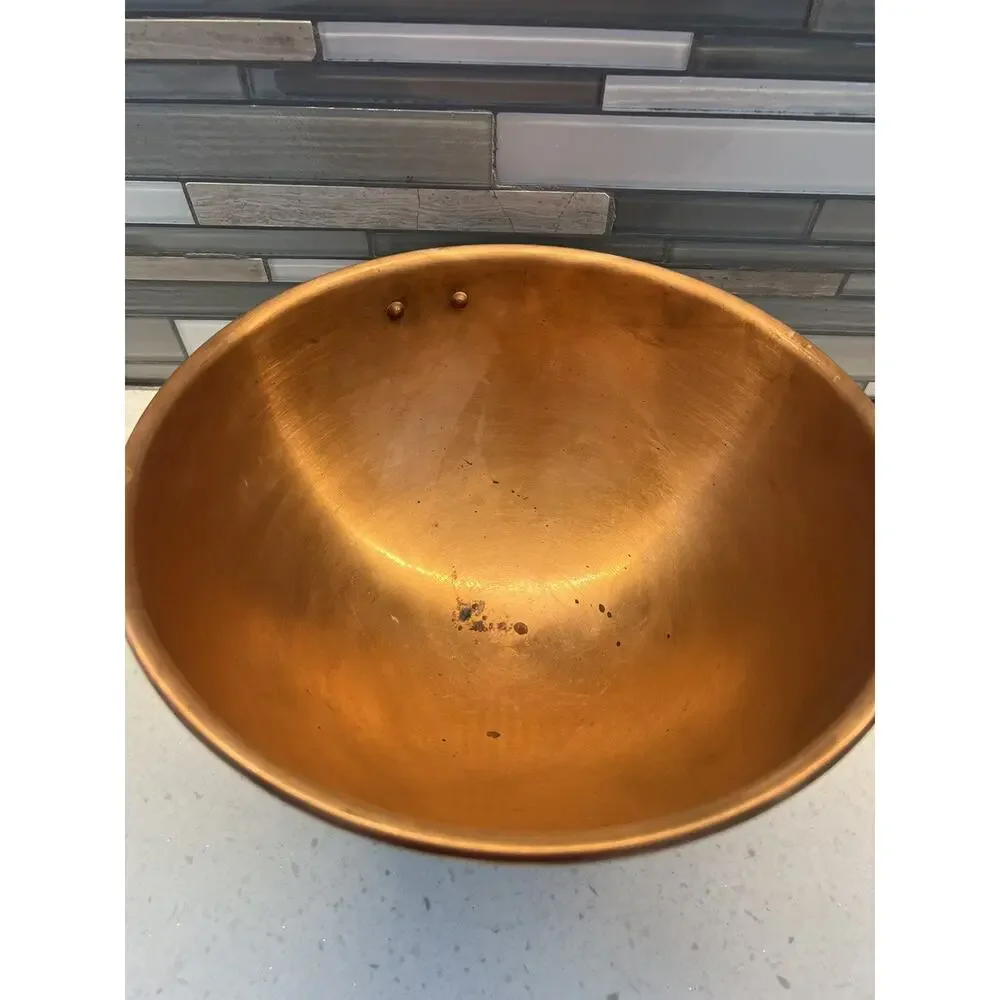 RARE 11” Copper Mixing Bowl W/ Patina Made In France Stamped STL “Sur La Table”